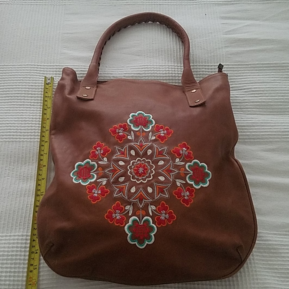 Genuine Argentine honey brown leather bag/purse